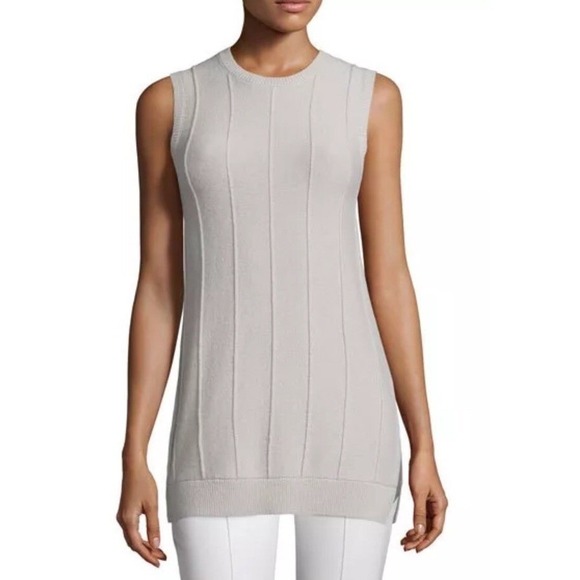Theory Sweaters - $275 NEW THEORY Meenaly Cashmere Sleeveless Off Ivory Sweater Top Blouse SIZE S
